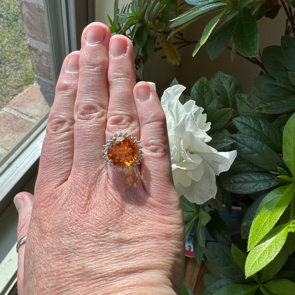 Stunning Sterling Silver Padparadscha Sapphire Ring Size 7.25 - Picture 7 of 16